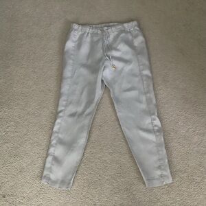 Ellen Tracy 100% Linen Elastic Waist Pull-on Ankle Pants Small